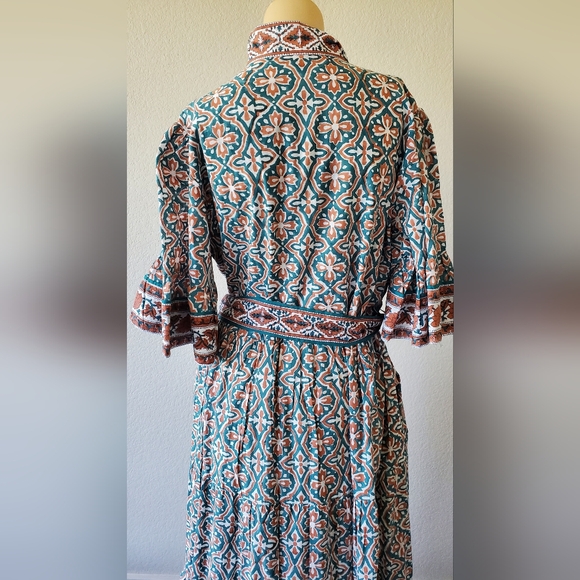 ANTHROPOLOGIE SUE SARTOR FLOUNCE MIDI DRESS NWT MEDIUM - Picture 9 of 16